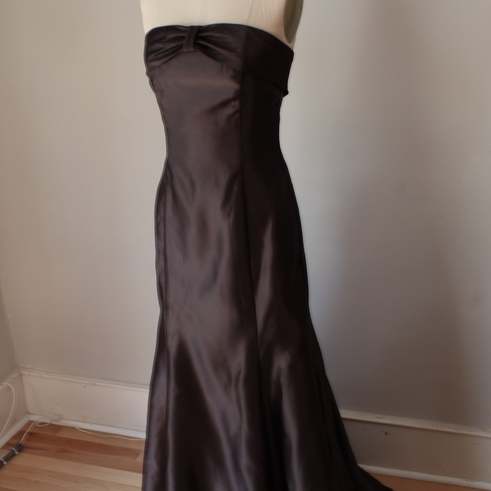 1990's Scott McClintock Espresso Satin Mermaid Cut Evening Gown Prom Dress